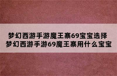 梦幻西游手游魔王寨69宝宝选择 梦幻西游手游69魔王寨用什么宝宝